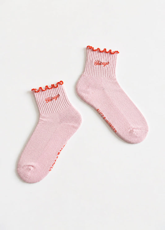 Chicago Ruffle Sock - Pink & Orange