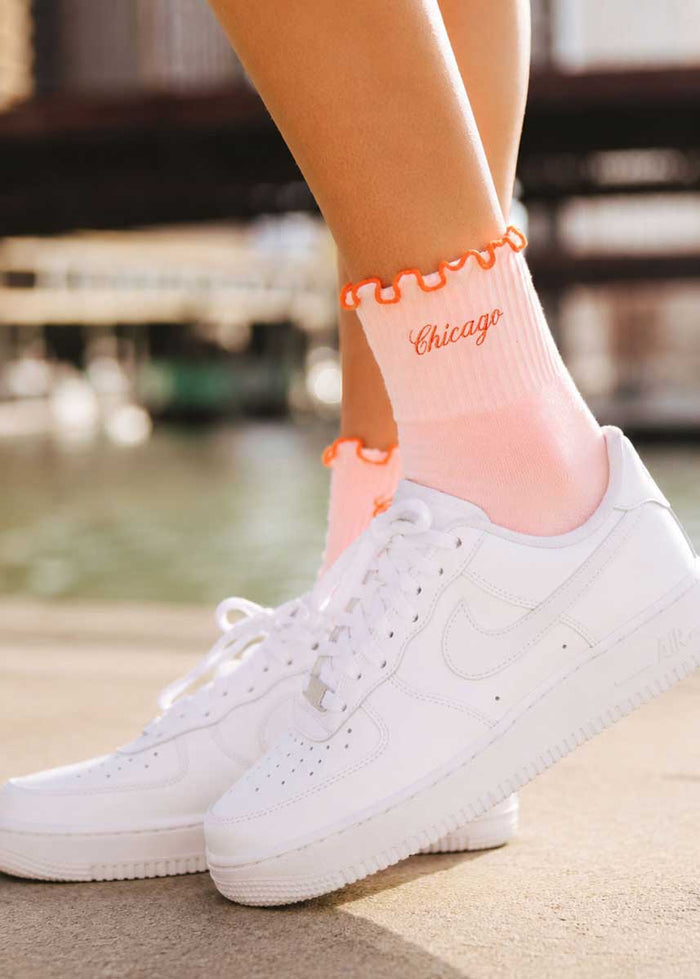 Chicago Ruffle Sock - Pink & Orange
