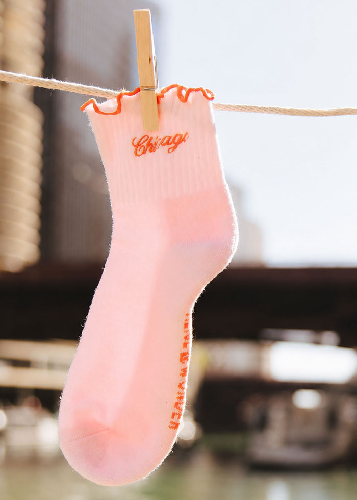 Chicago Ruffle Sock - Pink & Orange