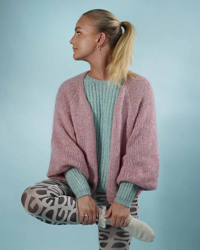 Chunky Easy Peasy Cardigan, No 4 + silk mohair knitting kit (2 colors)