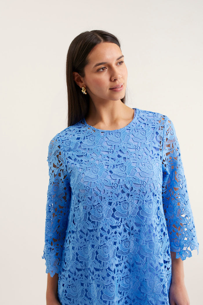 Claire Lace Dress In Cornflower