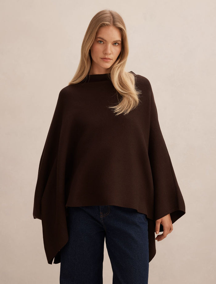 Claudia Knit Cape 0 Chocolate Forever New