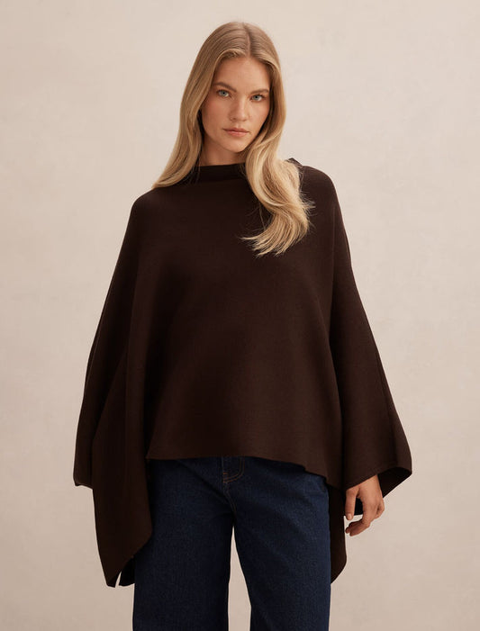 Claudia Knit Cape 0 Chocolate Forever New