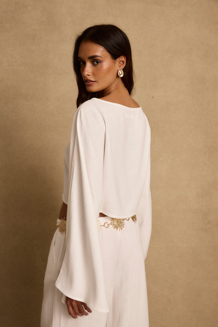Clear Breeze White Linen Top