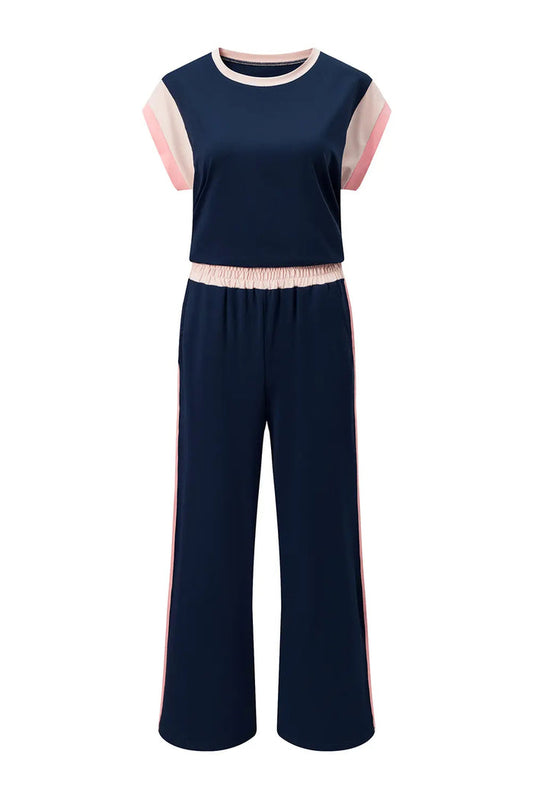 Colour Block Detail Casual Two-piece Co-ord Set Outfit