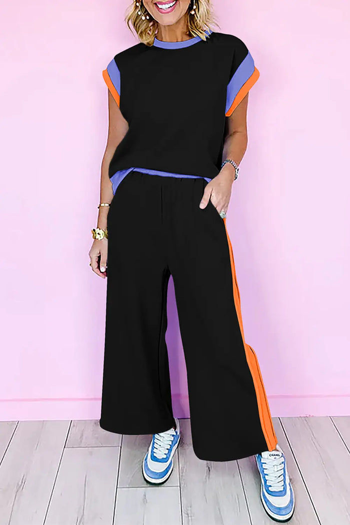 Colour Block Detail Casual Two-piece Co-ord Set Outfit