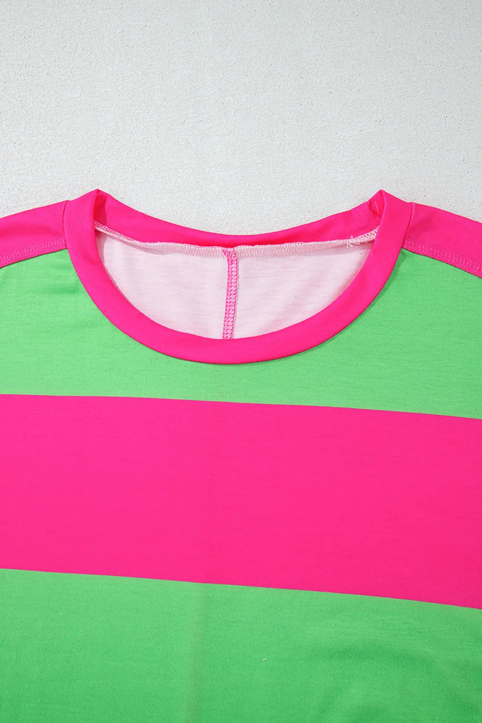 Shop Colourblock Striped Drop Shoulder Loose Top at eAura