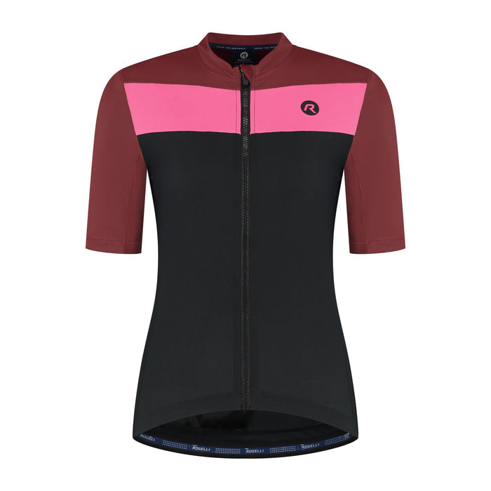 Rogelli Core Block fietsshirt dames roze korte mouw voorkant.