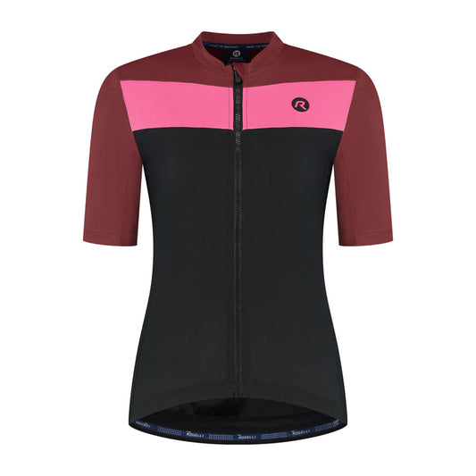 Rogelli Core Block fietsshirt dames roze korte mouw voorkant.