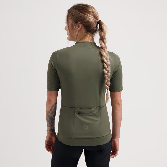 Rogelli Core I fietsshirt dames groen korte mouw gedragen achterkant.