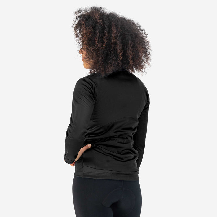 Rogelli Core fietsshirt dames zwart lange mouw gedragen achterkant.
