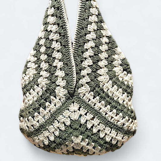 Cotton Crochet Bag – White & Black Color - Eco-Friendly & Stylish
