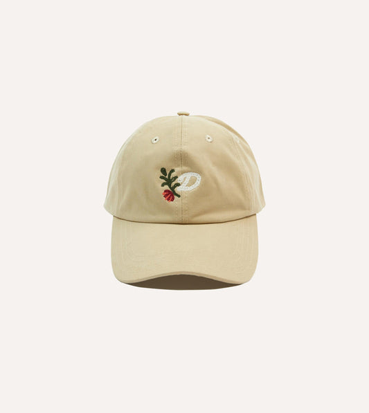'D' Flower Emblem Cotton Twill Baseball Cap