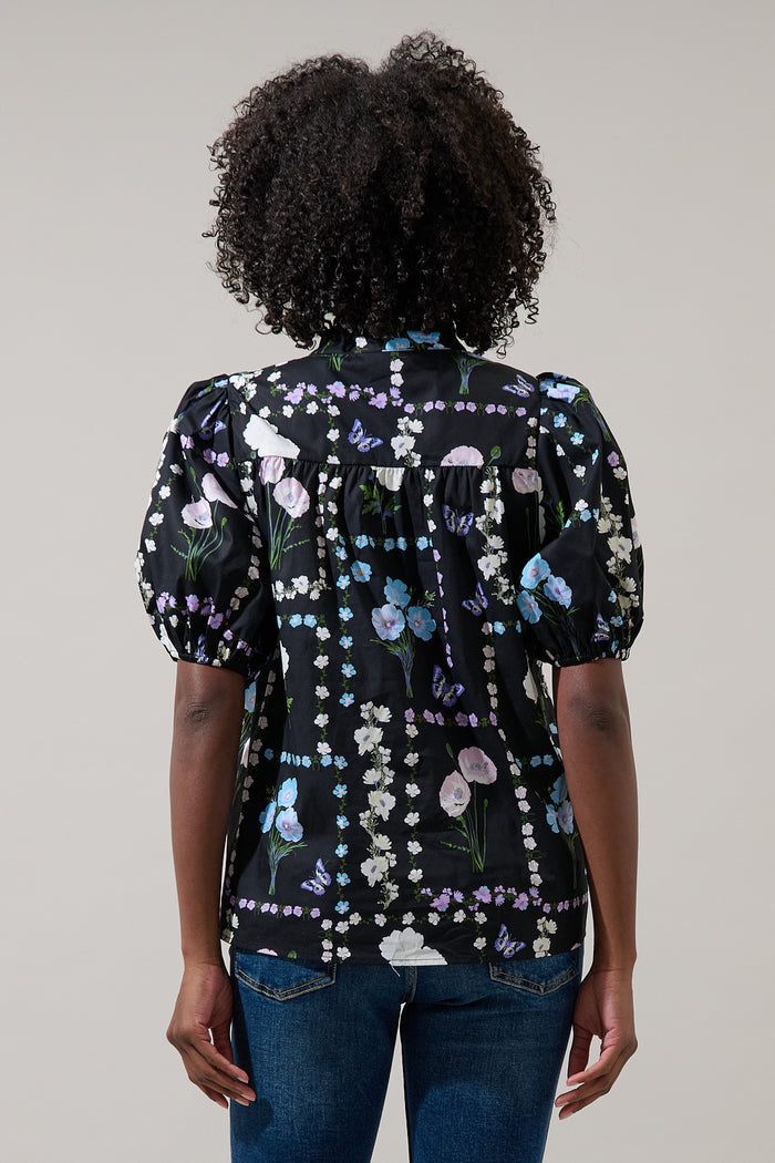 Daly Split Neck Top Trevis Floral