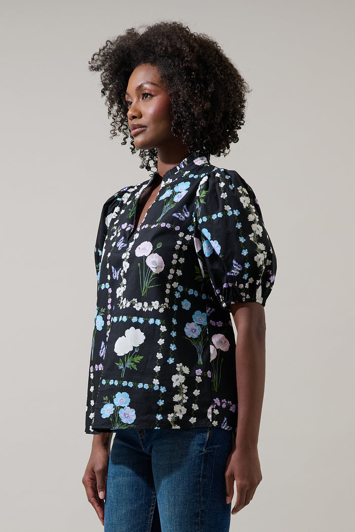 Daly Split Neck Top Trevis Floral