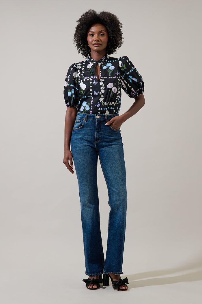 Daly Split Neck Top Trevis Floral