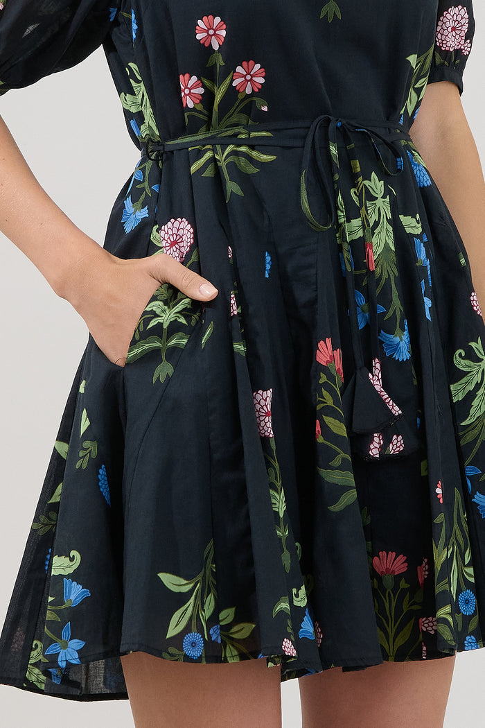 Deliah Godet Mini Dress Denory Floral
