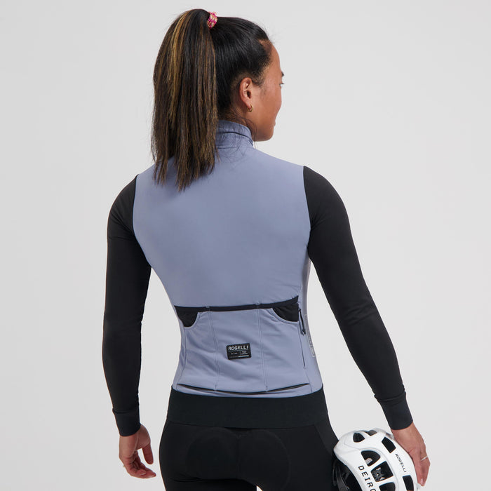 Rogelli Distance II fietsshirt dames blauw lange mouw gedragen achterkant.