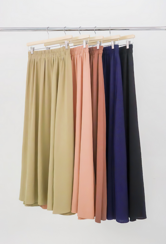 Double-width Elastic Waistband Maxi Skirt (BS8006)
