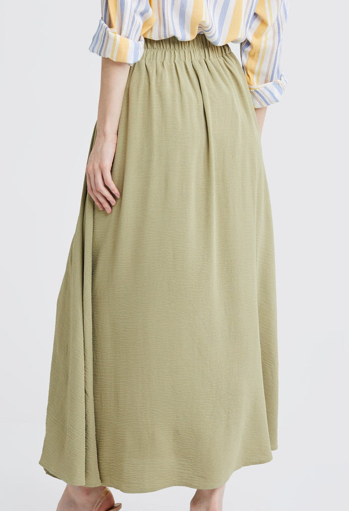 Double-width Elastic Waistband Maxi Skirt (BS8006)