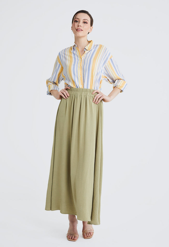 Double-width Elastic Waistband Maxi Skirt (BS8006)