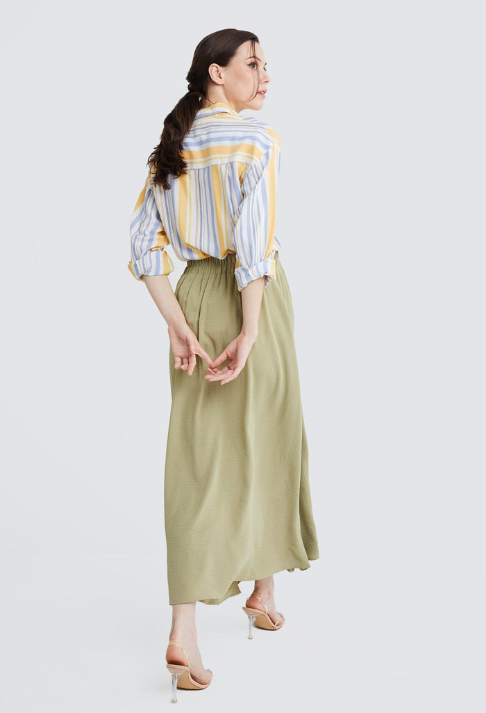 Double-width Elastic Waistband Maxi Skirt (BS8006)