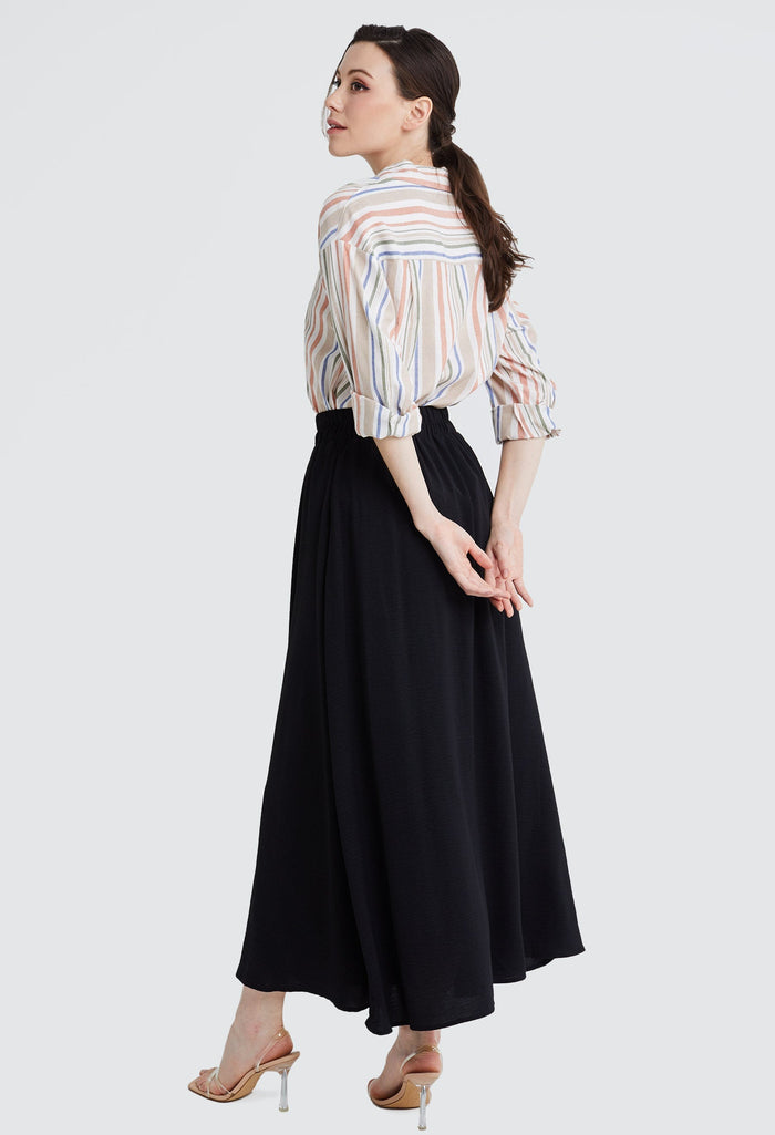 Double-width Elastic Waistband Maxi Skirt (BS8006)