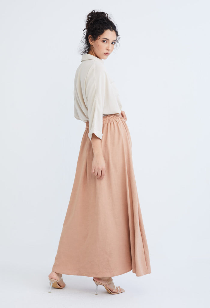 Double-width Elastic Waistband Maxi Skirt (BS8006)