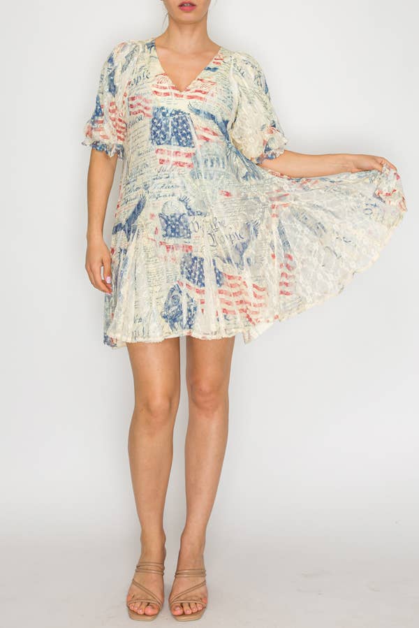 Dress Ethereal Shimmer Lace Flutter Sleeve