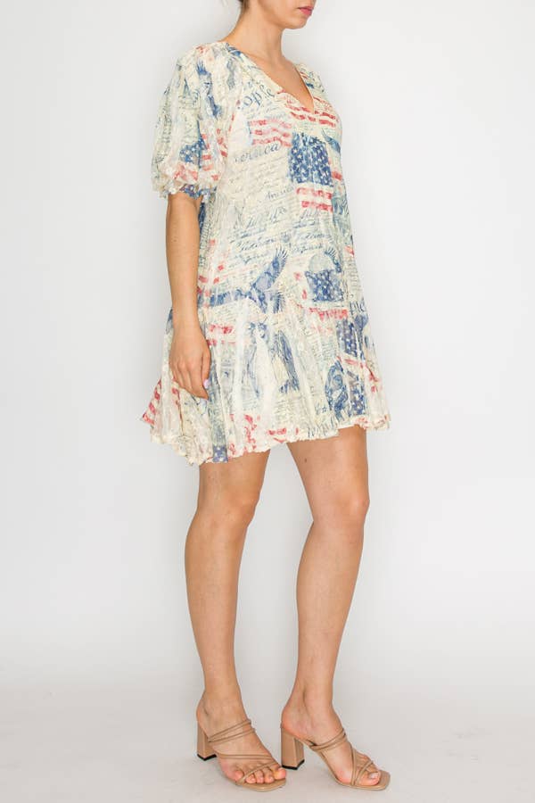 Dress Ethereal Shimmer Lace Flutter Sleeve