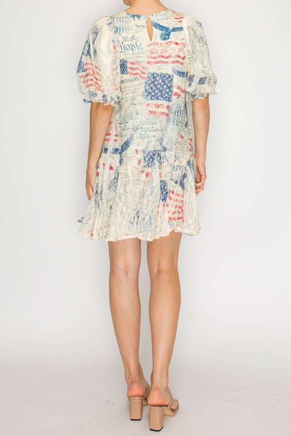Dress Ethereal Shimmer Lace Flutter Sleeve
