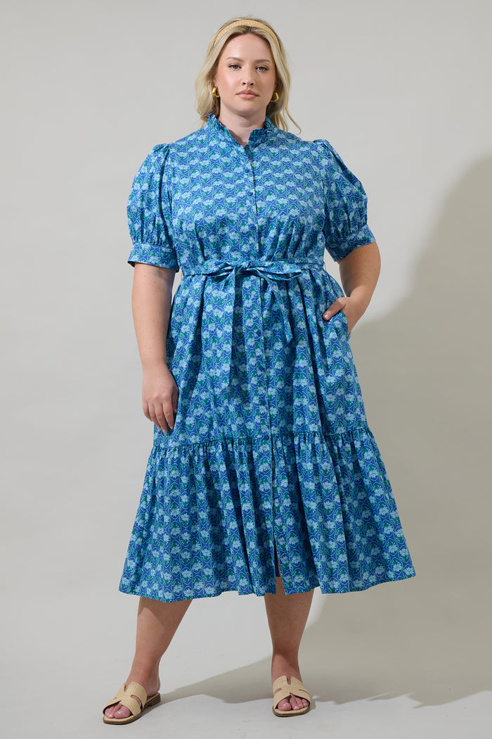Driftwood Floral Giles Button Up Midi Dress Curve