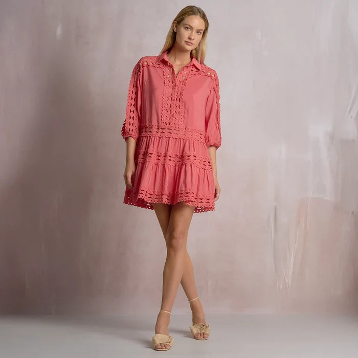 3/4 length sleeve dress with lace detail