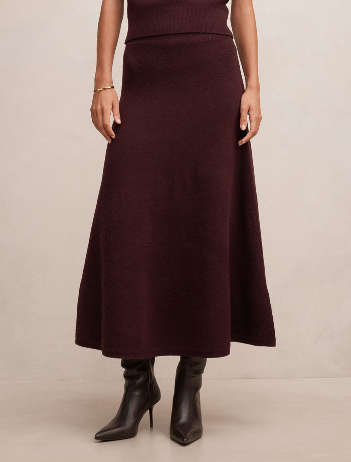 Elliotte Knitted Full Midi Skirt Plum Co-Ord Forever New