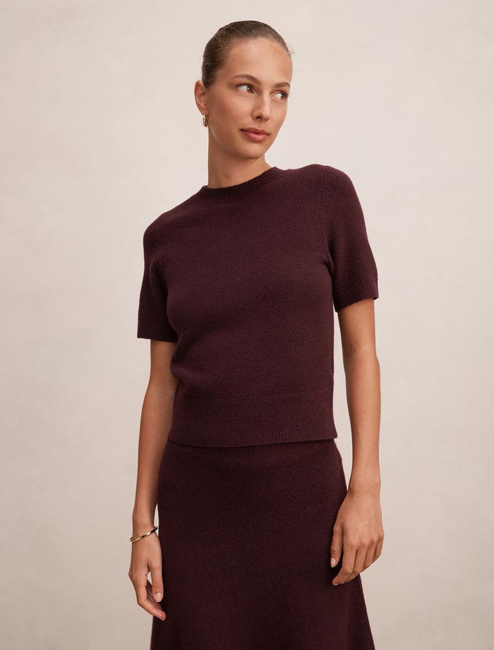 Elliotte Knitted T-Shirt Plum Co-Ord Forever New