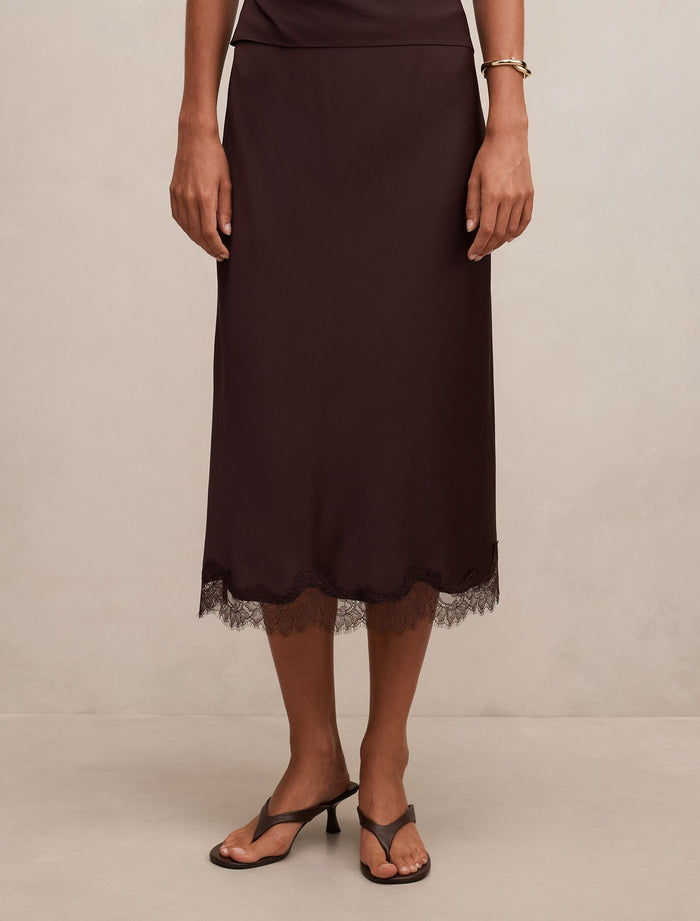 Enola Lace Maxi Skirt Dark Chocolate Forever New