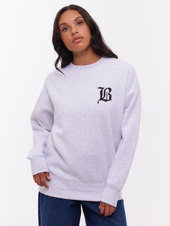 Erlna Grey GY017X Crews Oversized Embroidery Shot 1