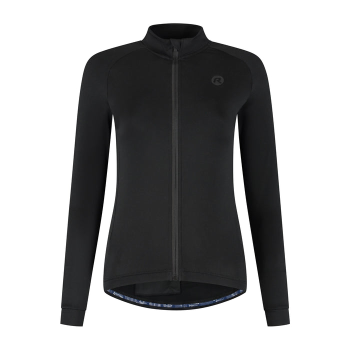 Rogelli Essential II fietsshirt dames zwart lange mouw voorkant.