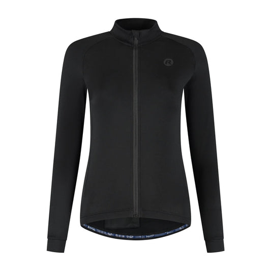 Rogelli Essential II fietsshirt dames zwart lange mouw voorkant.