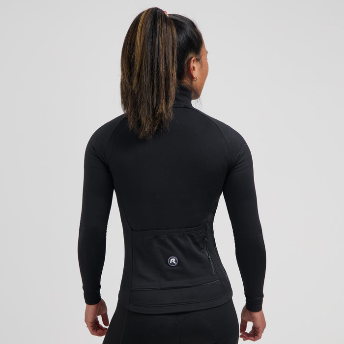 Rogelli Essential II fietsshirt dames zwart lange mouw gedragen achterkant.