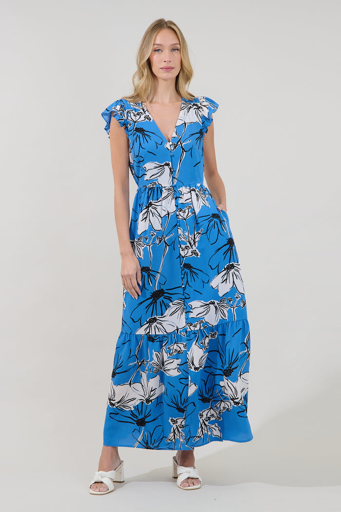 Evianna Button Down Maxi Dress Kanes Floral