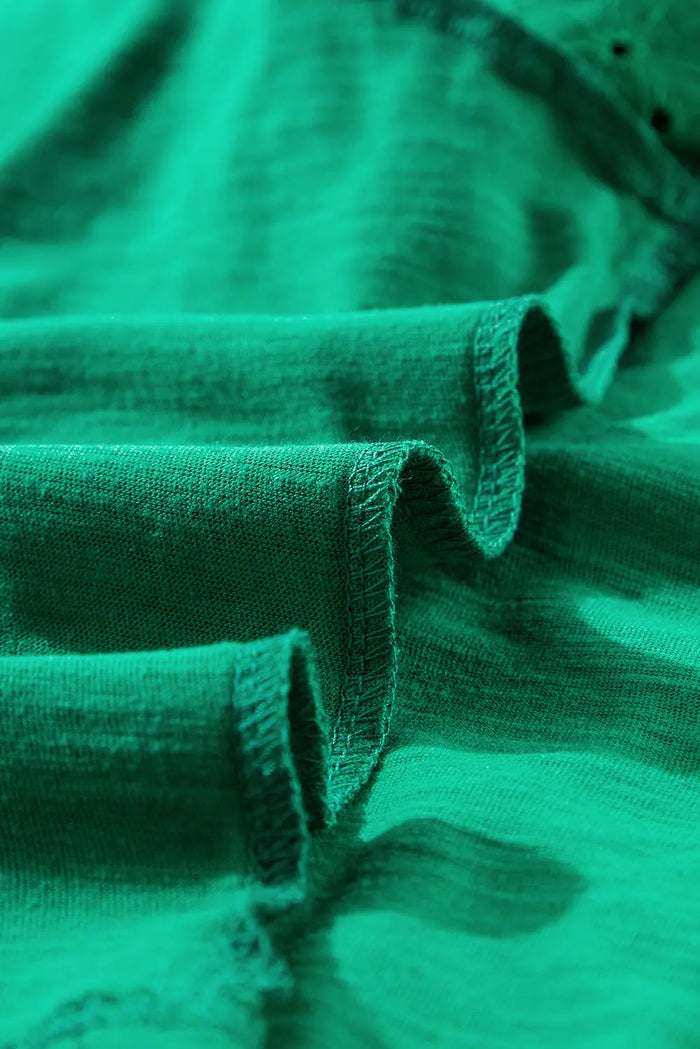 Bright Green Eyelet Embroidered Patchwork Shift Top - Tops/Tops & Tees