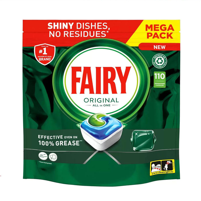 Fairy All-In-1 Dishwasher Tablets Bulk, Fairy Dishwasher Tablets, 110 Tablets, Original, Effective Even On Dried-On Grease - Shoppers-kart.com