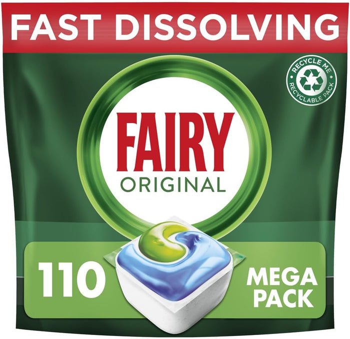 Fairy All-In-1 Dishwasher Tablets Bulk, Fairy Dishwasher Tablets, 110 Tablets, Original, Effective Even On Dried-On Grease - Shoppers-kart.com