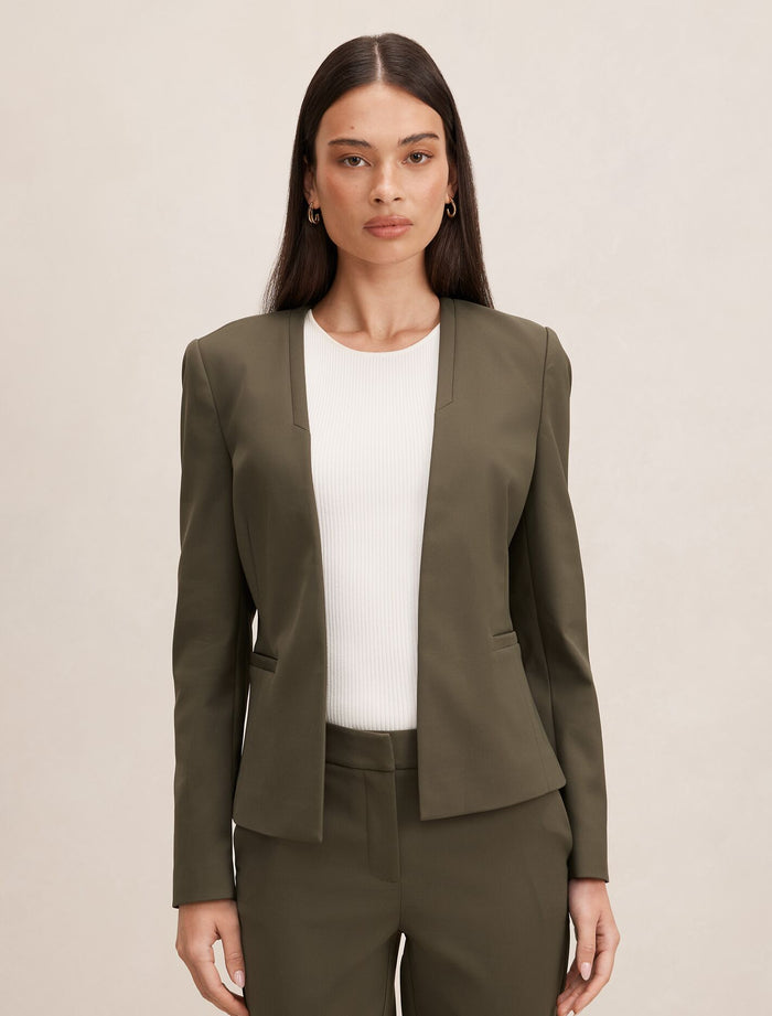 Farrah Fitted Blazer Deep Olive Forever New