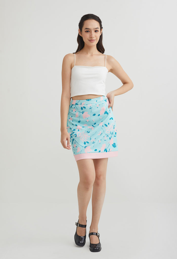Fine China A-Line Contrast Trim Skirt