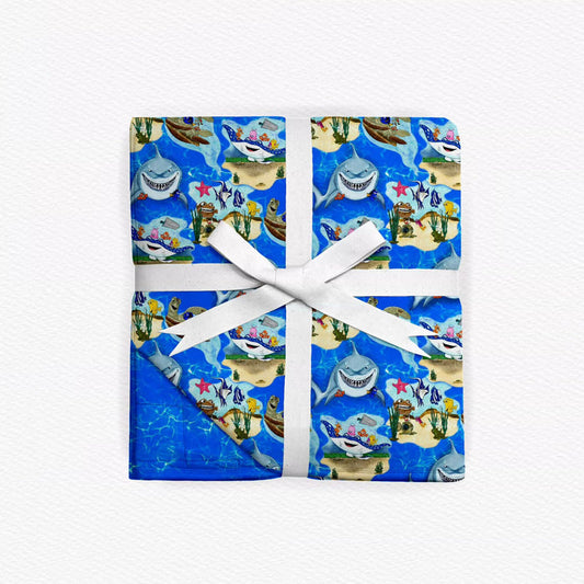 Fish are friends, not food! Bamboo Minky Blanket