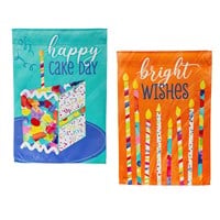 Flag Birthday Party Reversible Suede Garden 12.5X18