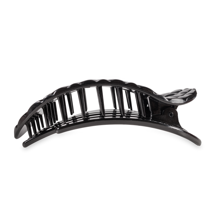 Flat Round Hair Clip | Large | Jet Black Quilted