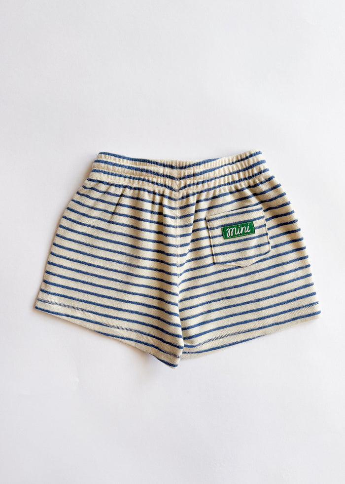 French Terry Striped Oversized Set - Ivory & Blue